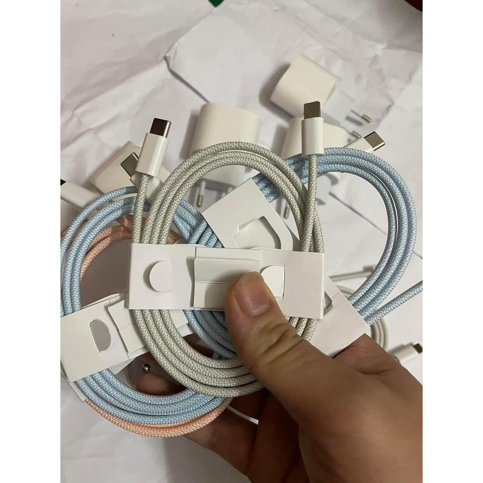 Bộ Sạc Nhanh PD 20W Cho Máy 8 đến 14 dây dù hoặc trắng trơn màu cáp dù giao ngẫu nhiên - Bảo hành 6 tháng