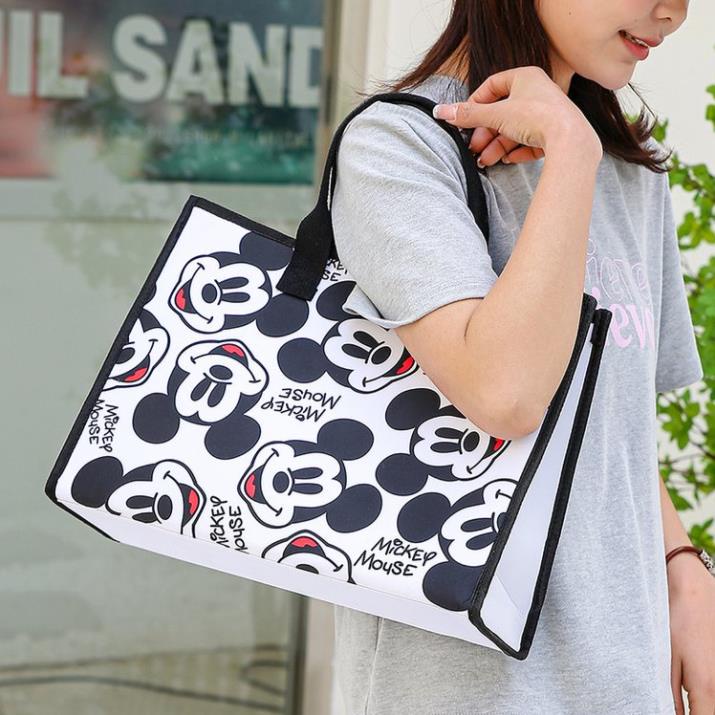 Túi Đeo Vai Tote Vải Canvas Cở Lớn In Họa Tiết Họa Hình Dễ Thương Cho Nữ 29*16*39cm