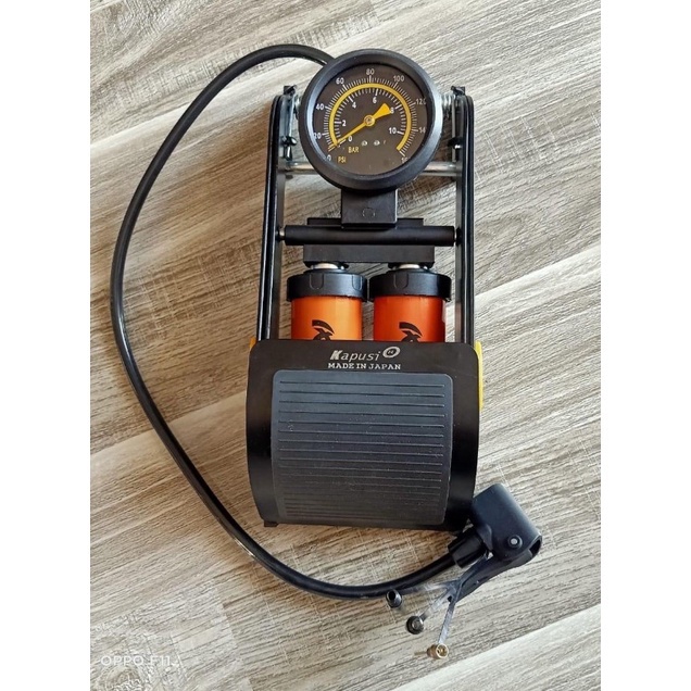 Hàng mới về BƠM XE ĐẠP CHÂN 2 PITONG 200CC ÁP 160PSI 11.4 CÂN HƠI KAPUSI K-3036  hiệu quả