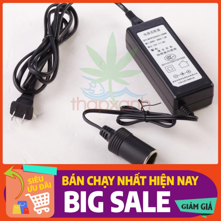 Sale lớn Bộ đổi nguồn ô tô từ 220v sang 12v5A 60W tẩu sạc, Bộ chuyển nguồn xe hơi sang tẩu sạc