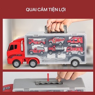 Đồ chơi xe container vận chuyển 6 in 1, đồ chơi bé trai từ 2-6 tuổi