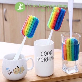 Cây rửa ly, bình sữa 7 màu bông mút