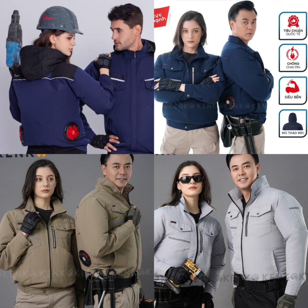 Áo Điều Hòa NHẬT BẢN hàng chính hãng các màu xanh than,xám , Áo chống nắng có gắn quạt làm mát công nghệ PIN JAPAN