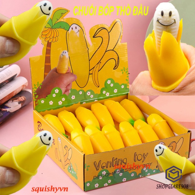 (RẺ VÔ ĐỐI) công cụ giải trí Squishy Gudetama Hình chuối bóp thò mặt cười đeo nơ siêu đàn hồi co dãn đáng yêu hóa giải m