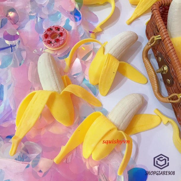 Chuối Vàng Bóp Mềm ⚡ HOT TREND ⚡ Squishy Mochi Quả Chuối Cute, công cụ giải trí thư giãn đáng yêu đánh tan
