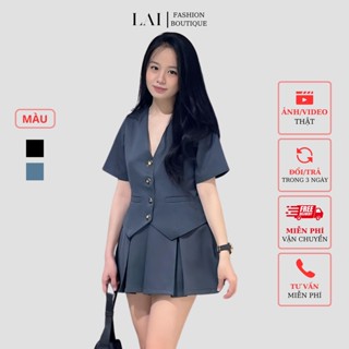Set Áo Blazer Nữ Kèm Chân Váy Xếp Ly Set Vest Nữ Tiểu Thư Sang Chảnh Chất Dày Dặn Mặc Đi Làm Đi Chơi