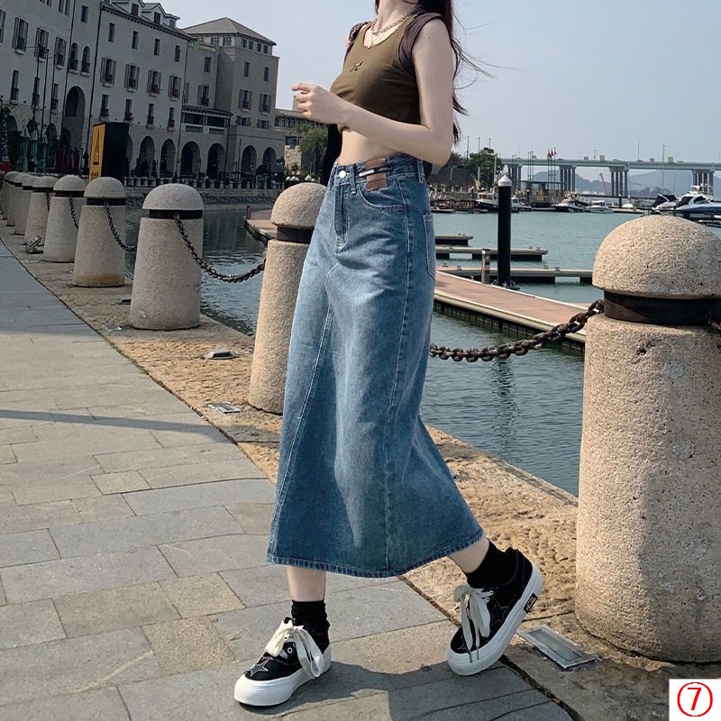 Chân Váy Jean Chữ a Lưng Cao Xẻ Tà Phong Cách Cổ Điển Thời Trang Mùa Hè Hàng Mới Dành Cho Bạn Nữ