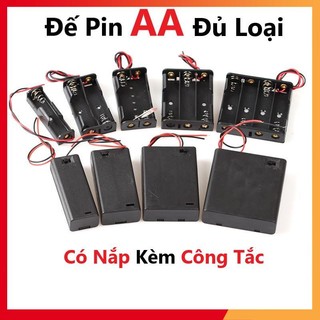 Đế pin aa có nắp kèm công tắc, 1pin, 2 pin, 3 pin, 4 pin - đế pin con thỏ to aa , đủ loại