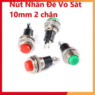 Công tắc nút nhấn đề vỏ sắt 10mm 2 chân - nhấn nhả không khóa