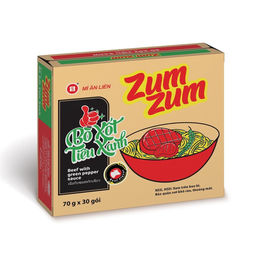 Mì ZumZum Bò xốt tiêu xanh One One ăn liền 1k 3 hảo ba Mihamex tôm miền hảo gấu thùng 30 bình đại indomie trẻ em Zum Zum