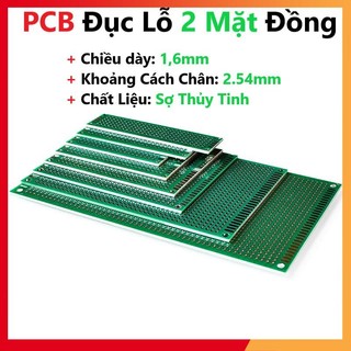 Bảng mạch đục lỗ pcb 5*7cm chất lượng cao - khoảng cách lỗ 2.54mm, dày 1,6mm