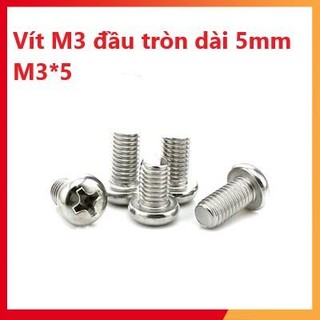 Gói 10 con - vít m3 đầu tròn dài 5mm - m38, gói 10 con - đai ốc lục giác m3 - đường kính trong 3mm