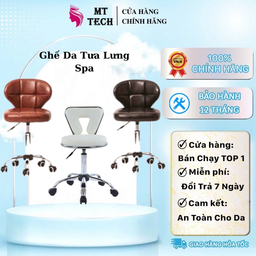 Ghế Xoay 360 Tưa Lưng Spa Ghế Tiêm. Ghế Phun Xăm Có Tựa Lưng Loại Tam Giác Mới.