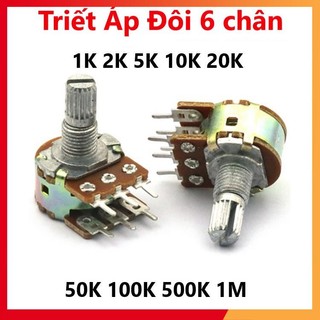 Triết Áp Đôi 6 chân 1K 2K 5K 10K 20K 50K 100K 500K 1M - Cán dài 15mm chất lượng cao