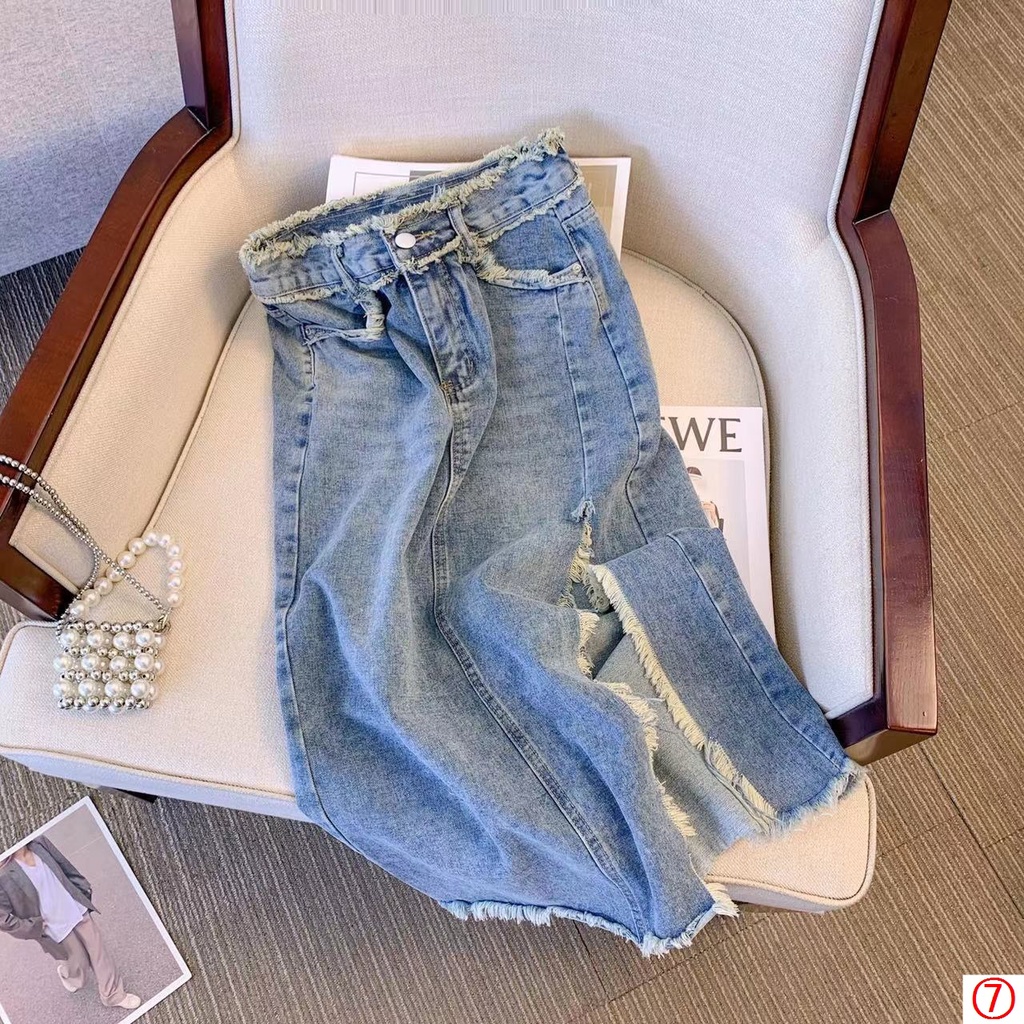 Chân Váy Denim Dài Dáng Chữ a Lưng Cao Xẻ Tà Thời Trang Mùa Hè 2023 Mới Cho Nữ