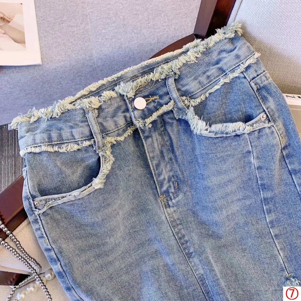 Chân Váy Denim Dài Dáng Chữ a Lưng Cao Xẻ Tà Thời Trang Mùa Hè 2023 Mới Cho Nữ
