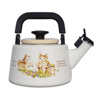 Ấm đun tráng men cao cấp nhật bản fujihoro - hoa văn con mèo kit-2.2k - nhập khẩu thái lan- sử dụng bếp từ