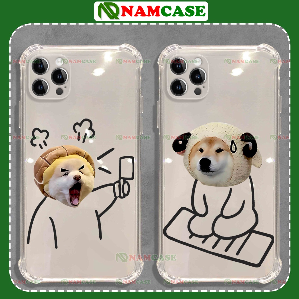 Ốp lưng iphone chó mèo chống sốc 4 góc silicon dẻo trong suốt bảo vệ camera ip 6/6s/7/8/X/XS/11/12/13/14 Pro Plus Max