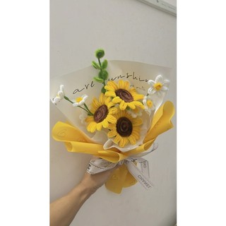 Bó hoa hướng dương sẵn, bó hoa handmade từ sợi kẽm nhung