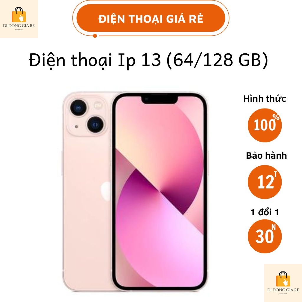 Điện thoại l/p 13 bản 128Gb- Máy chính hãng nguyên zin- Hàng likenew đẹp đủ màu hot- Bh 12 tháng- Tặng Pk FQ7
