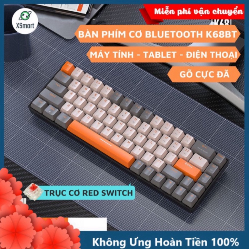 Bàn Phím Cơ Bluetooth Không Dây K68BT Trục Cơ Red Switch Gõ Cực Đã Có Hotswap Kết Nối Máy Tính / Điện Thoại / Tablet hot