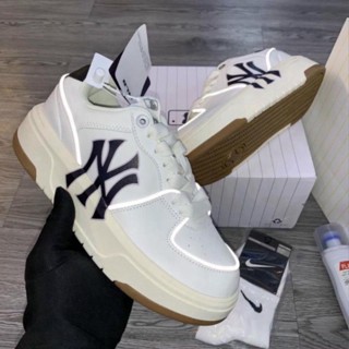  Giày thể thao MLB Chunky liner phản quang màu mới Hot  Giày sneaker nam nữ mlb trắng kem chữ đen đế nâu - Phương Mon 