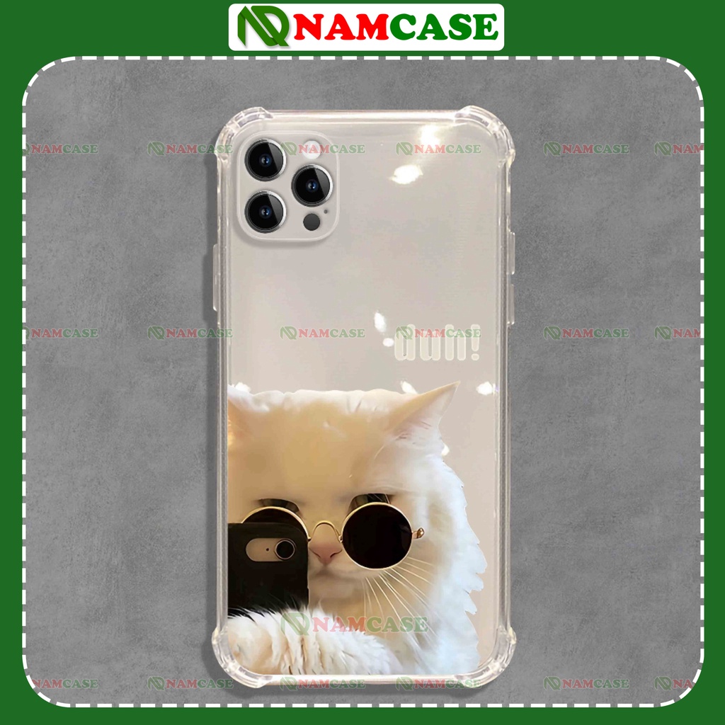 Ốp lưng iphone mèo chống sốc 4 góc silicon dẻo trong suốt bảo vệ camera ip 6/6s/7/8/X/XS/11/12/13/14 Pro Plus Max
