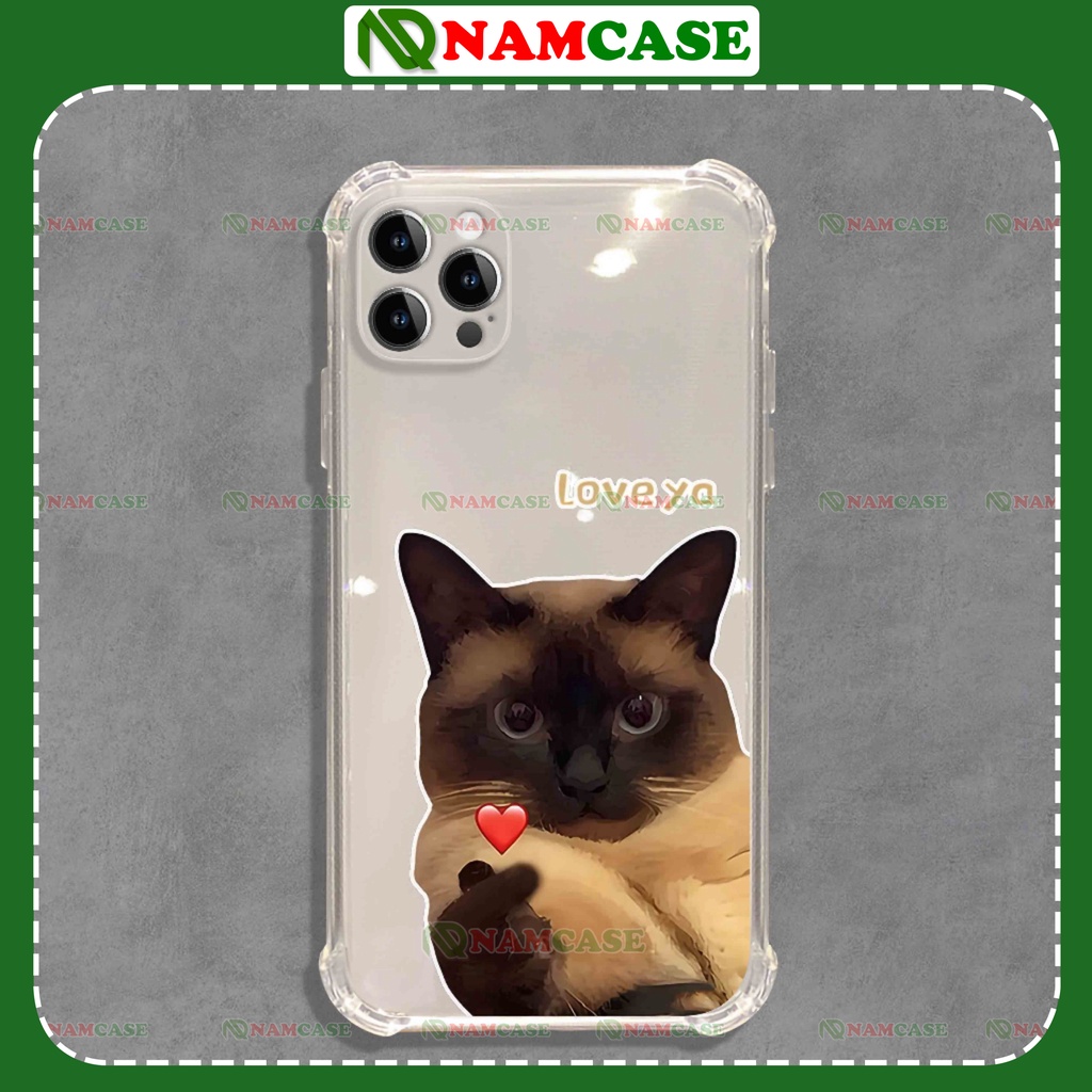 Ốp lưng iphone mèo chống sốc 4 góc silicon dẻo trong suốt bảo vệ camera ip 6/6s/7/8/X/XS/11/12/13/14 Pro Plus Max