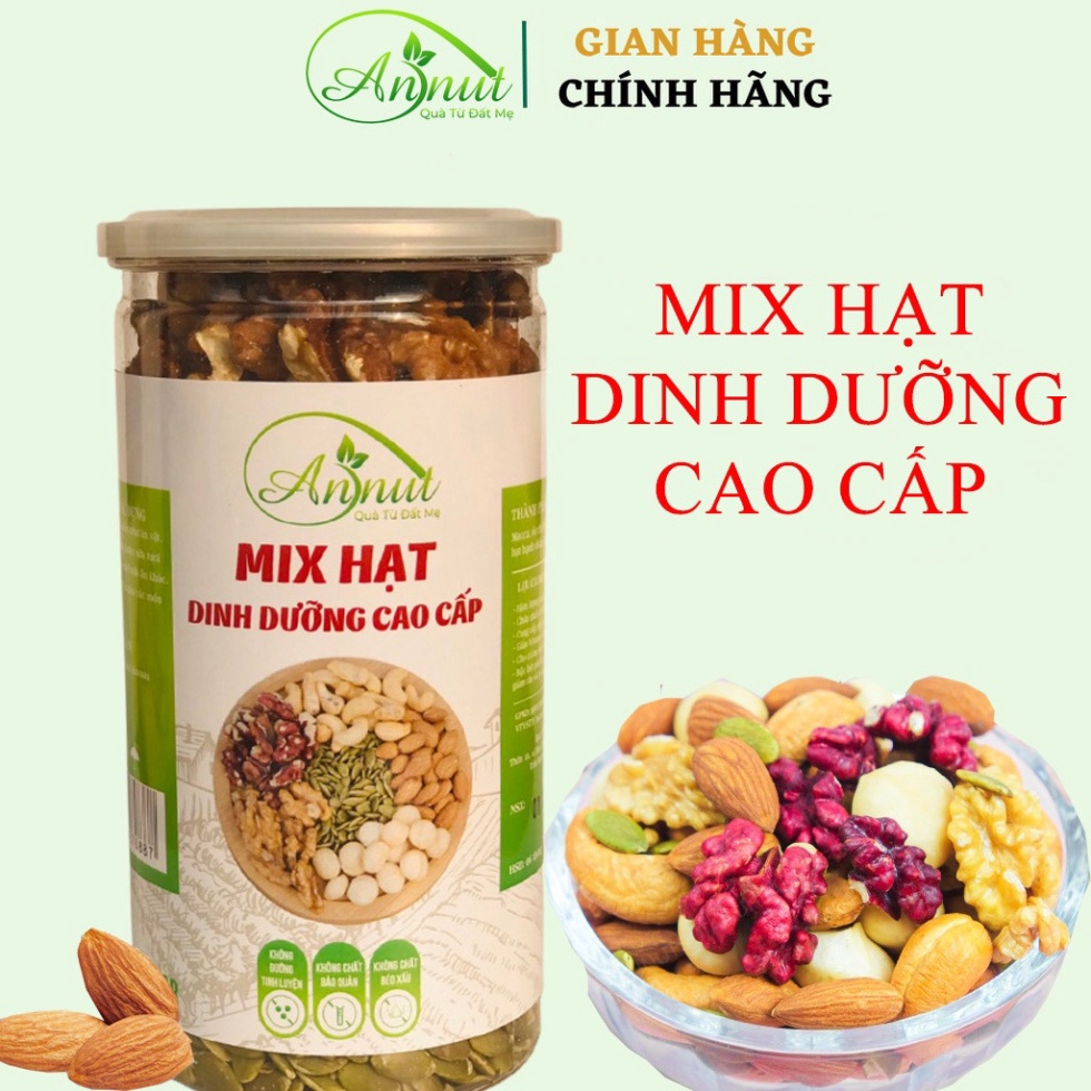Hạt Dinh Dưỡng mix 6 loại hạt 500g Đã Sấy Chín Ăn Liền - Hạt Nhập Khẩu Cao Cấp siêu ngon AnNut [Annut Healthy]
