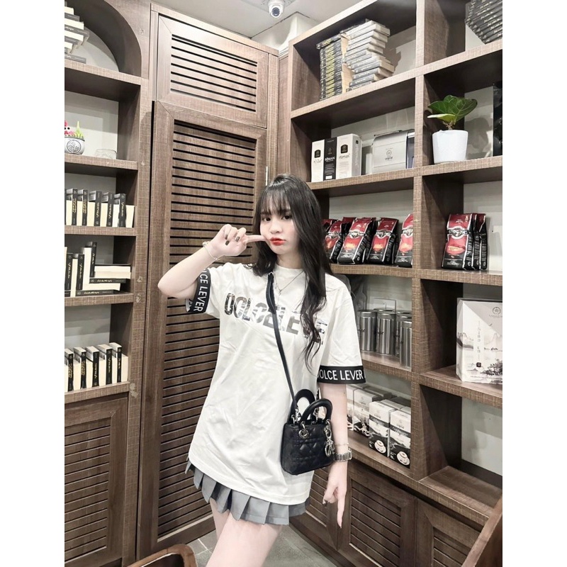 Áo Phông Tay Lỡ Unisex LEVER Nhũ Cao Cấp Dáng Đẹp ❤ Áo Thun Form Rộng Phối Viền Tay Hot