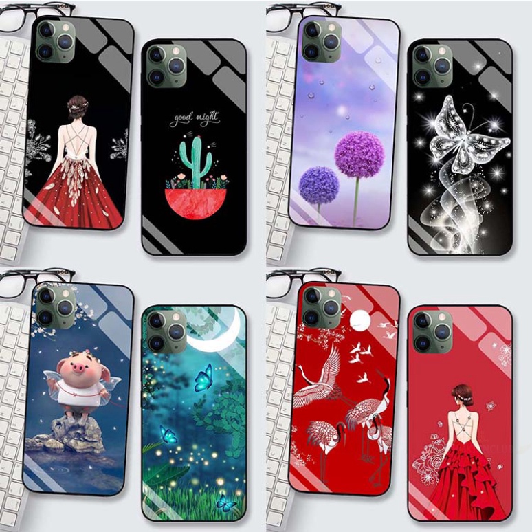 Ốp lưng iphone 11/ 11 PRO/ 11 PROMAX MẶT SAU BẰNG KÍNH in hình cánh hạc đỏ siêu sang trọng 7981