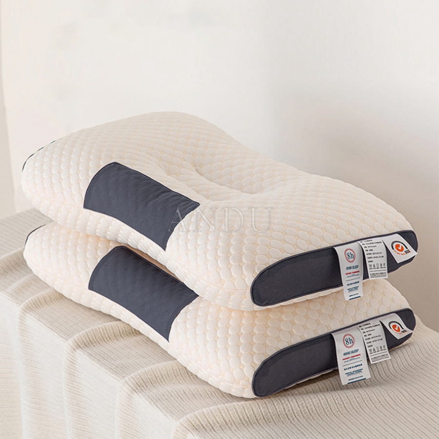 Gối Ngủ Chống Đau Cổ Vai Gáy Dệt Kim Lõi Bông Xơ Cao Cấp