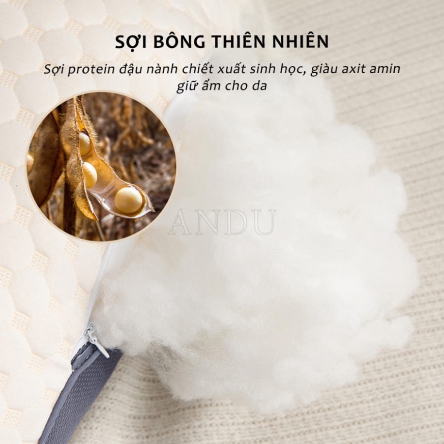 Gối Ngủ Chống Đau Cổ Vai Gáy Dệt Kim Lõi Bông Xơ Cao Cấp