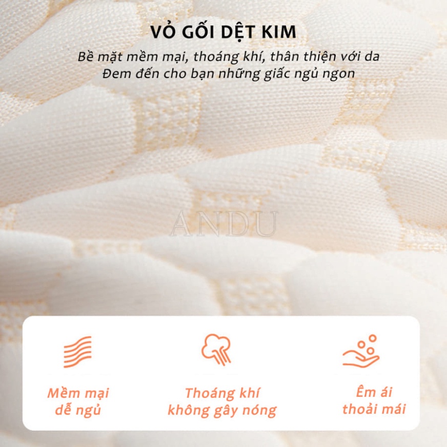 Gối Ngủ Chống Đau Cổ Vai Gáy Dệt Kim Lõi Bông Xơ Cao Cấp