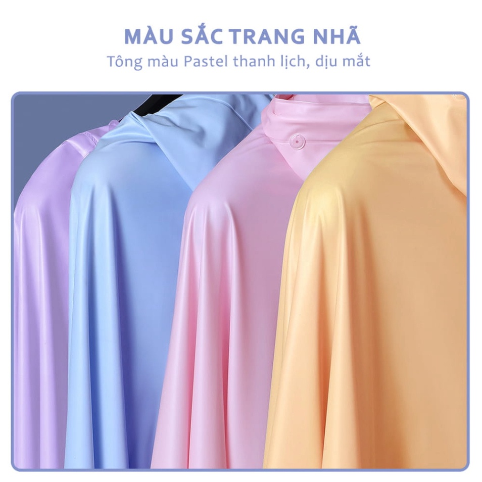 Áo mưa trong suốt có kính che mặt tiện lợi cho mẹ và bé - Áo mưa 2 đầu hàng nội địa trung cao cấp cho mẹ và bé