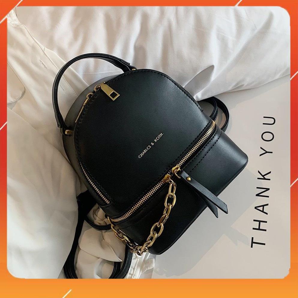 Hot ! (Bán Sỉ) Balo Da Cho Nàng Cá Tính Phong Cách Học Sinh, Balo Đeo Chéo Nữ Da Trơn Phối Xích - Bl009