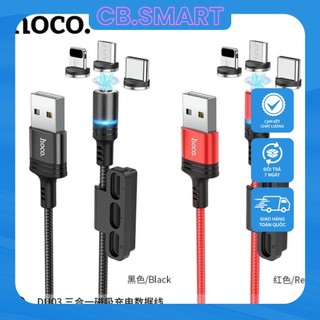 Cáp sạc nam châm 2a hoco du03 thay đổi 3 đầu lightning/type-c/micro