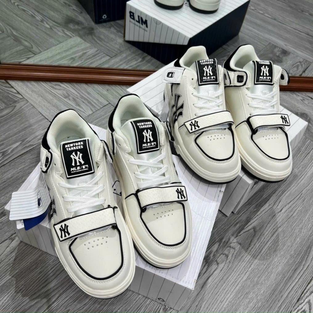 Giày Thể Thao MLB Chunky Liner New York Đen Trắng in chữ NY đen bản dán , giày LINER NY Đen trắng2023 SC