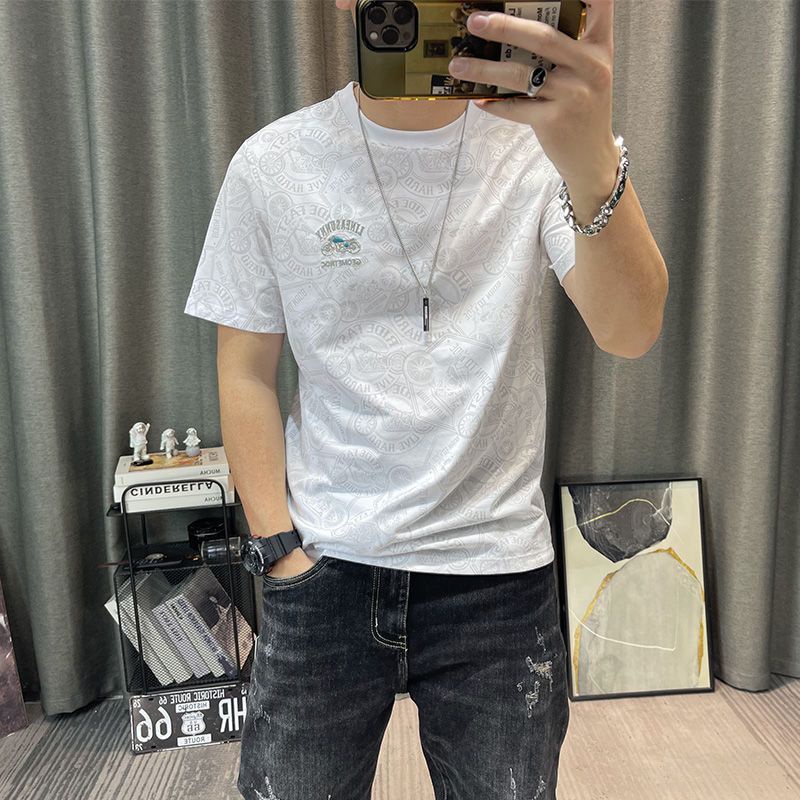 Hàng Có Sẵn!Áo Thun Cotton Tay Ngắn Dáng Ôm In Họa Tiết Thời Trang Mùa Hè 2022 Mới Cho Nam