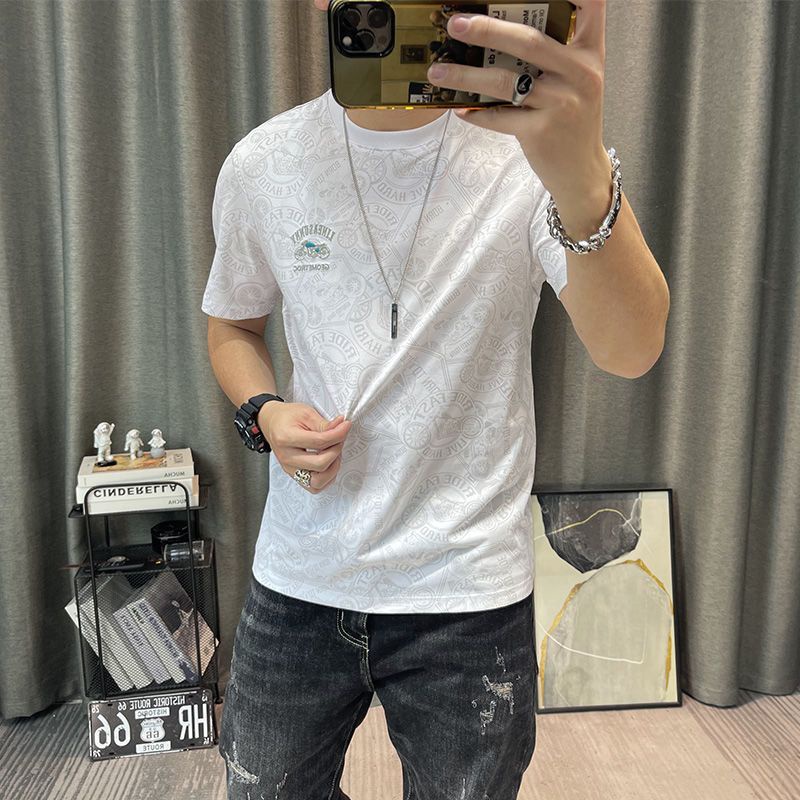 Hàng Có Sẵn!Áo Thun Cotton Tay Ngắn Dáng Ôm In Họa Tiết Thời Trang Mùa Hè 2022 Mới Cho Nam