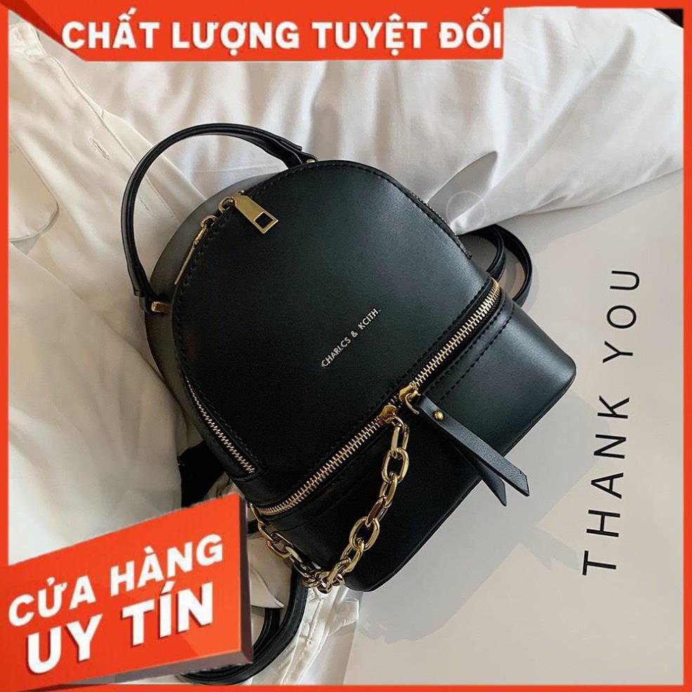 Hot ! (Bán Sỉ) Balo Da Cho Nàng Cá Tính Phong Cách Học Sinh, Balo Đeo Chéo Nữ Da Trơn Phối Xích - Bl009 Ok Đẹp