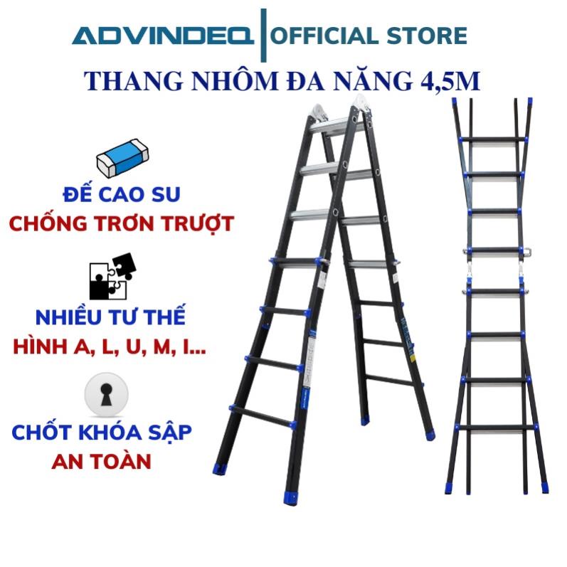 Thang Nhôm nhập khẩu 4 Đoạn ADVINDEQ x FujieHome AML44 Gấp và rút đa năng - Cao tối đa 4,5m - Gấp nhiều tư thế