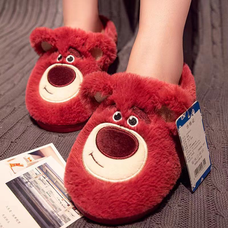 Dép Bông Đi Trong Nhà Hình Gấu Dâu Tây Dễ Thương Chống Thấm Nước Thời Trang Mùa Đông 2022