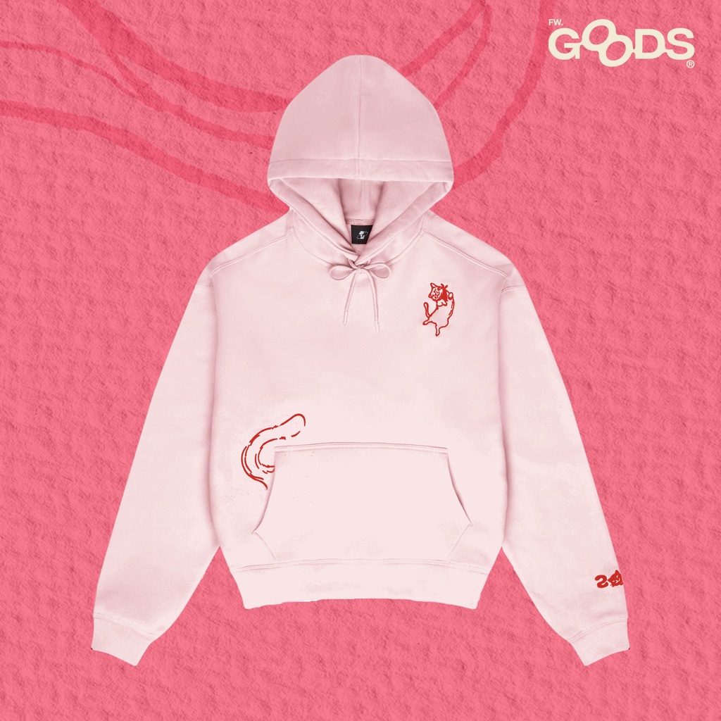 Fw.goods - Áo khoác hoodie màu hồng chui đầu local brand