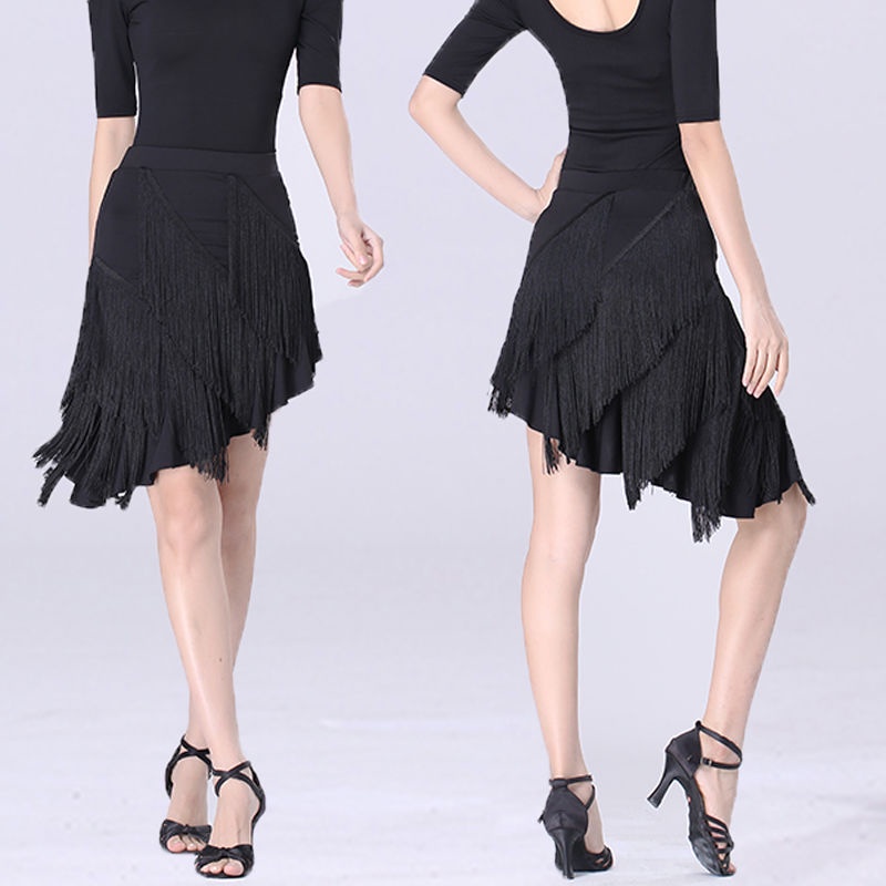 Đầm Khiêu Vũ Latin Dáng Dài Phối Tua Rua Thời Trang Dành Cho Nữ d 7.17