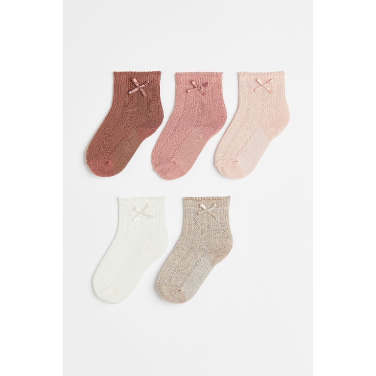 Set 5 đôi tất hồng nơ mỏng 1075329002 HM H&M_authentic