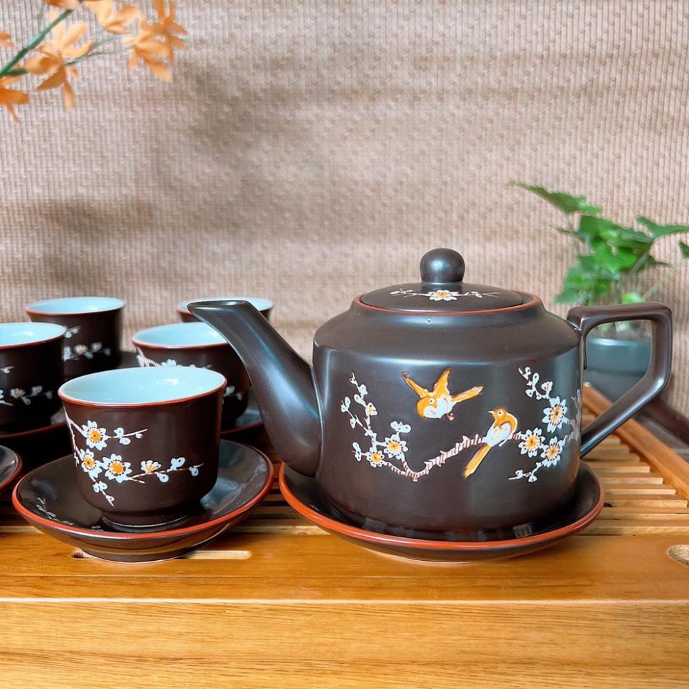 HÀNG CÓ SẴN (LOẠI 1) Bộ ấm chén uống trà ☕🍵 Gốm Sứ Bát Tràng ⚱⚡️ Ấm chén, tách trà, ấm trà Vuông cao cấp tử sa AC-02.