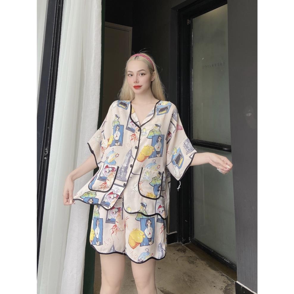 Đồ Bộ Mặc Nhà Nữ Dễ Thương Sotiba Bộ Nữ Lụa Quần Ngắn Áo Cánh Dơi Kiểu Đẹp Mùa Hè Sb5N