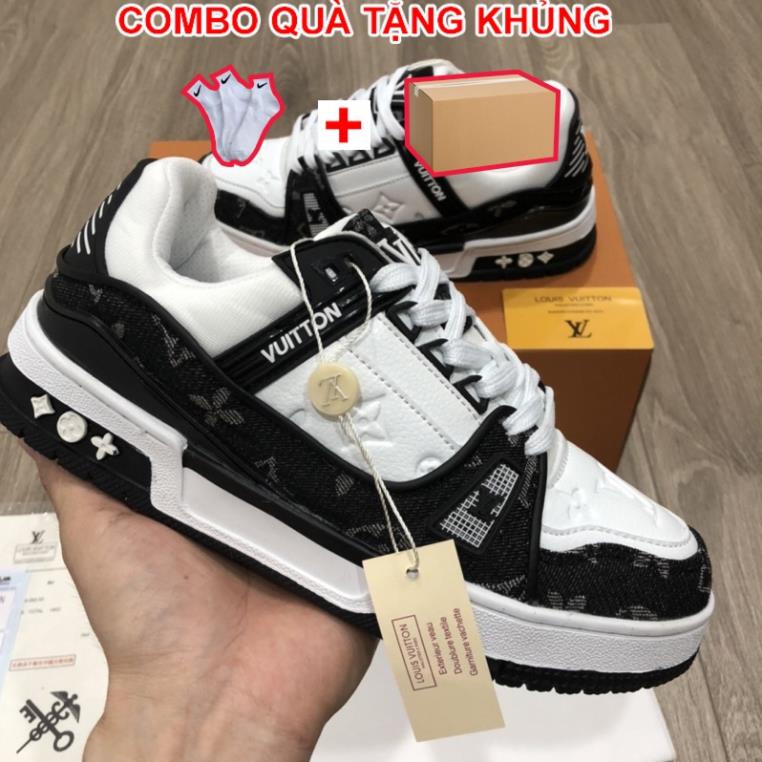 Giày Lv_Louis Vuitton Trainer Màu Đen Black Giày Sneaker Lv Nam Nữ Hàng Cao Cấp Full Box + Bill Hót 2022