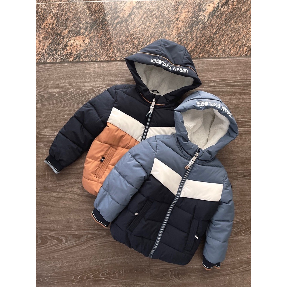 Áo khoác phao lót lông Urban phối màu size 68 - 98 ( 6 - 36m )